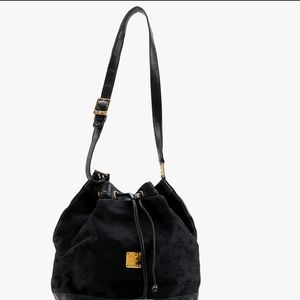 MCM LEATHER & CANVAS BUCKET BAG